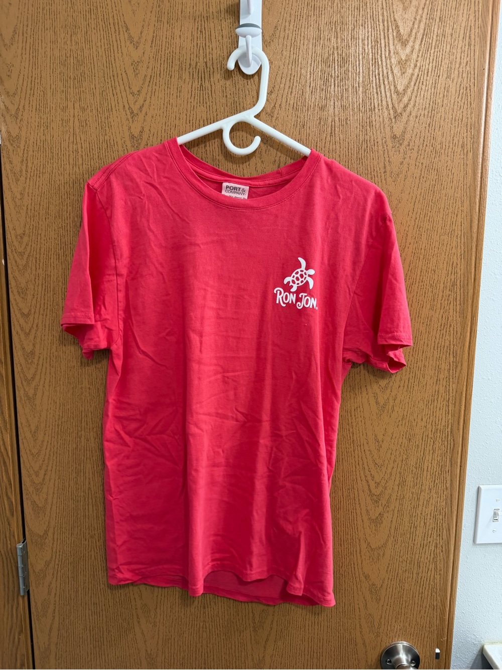 Ron Jon Red Short Sleeve Tee with White Turtle Logo